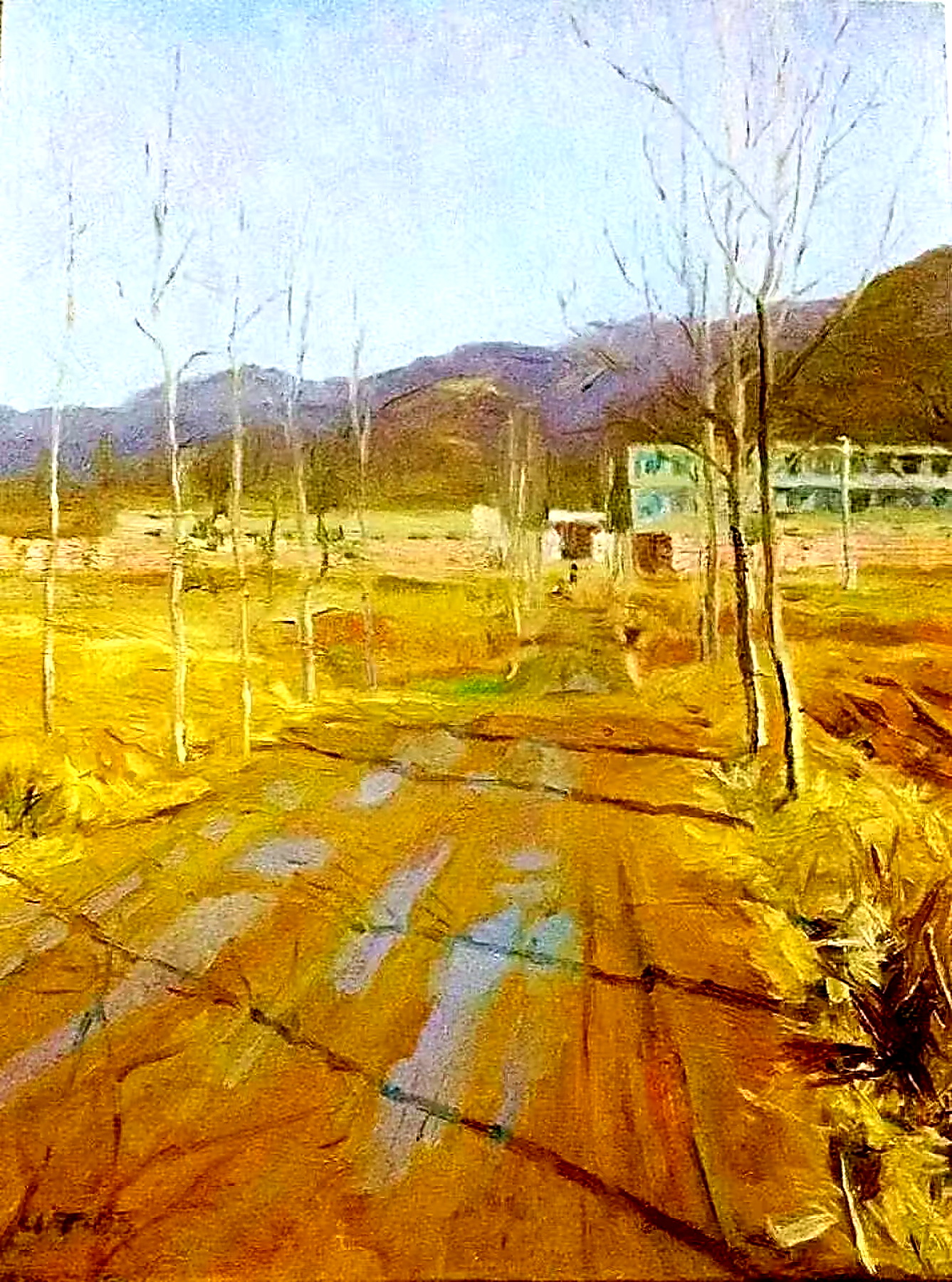 《故乡的小路》，汪韬油画作品